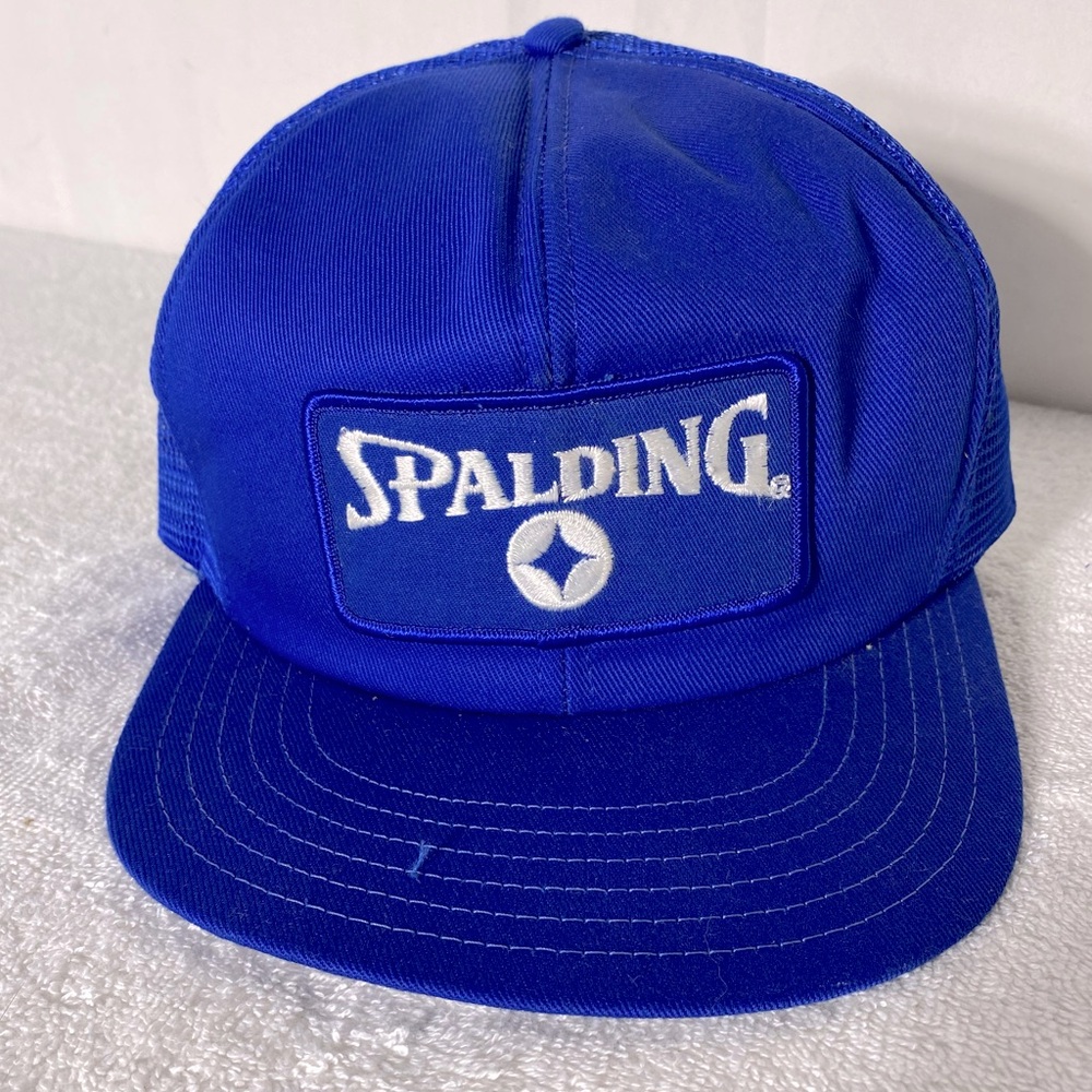 Vintage Spalding Blue Mesh Back Snap Back Trucker Hat